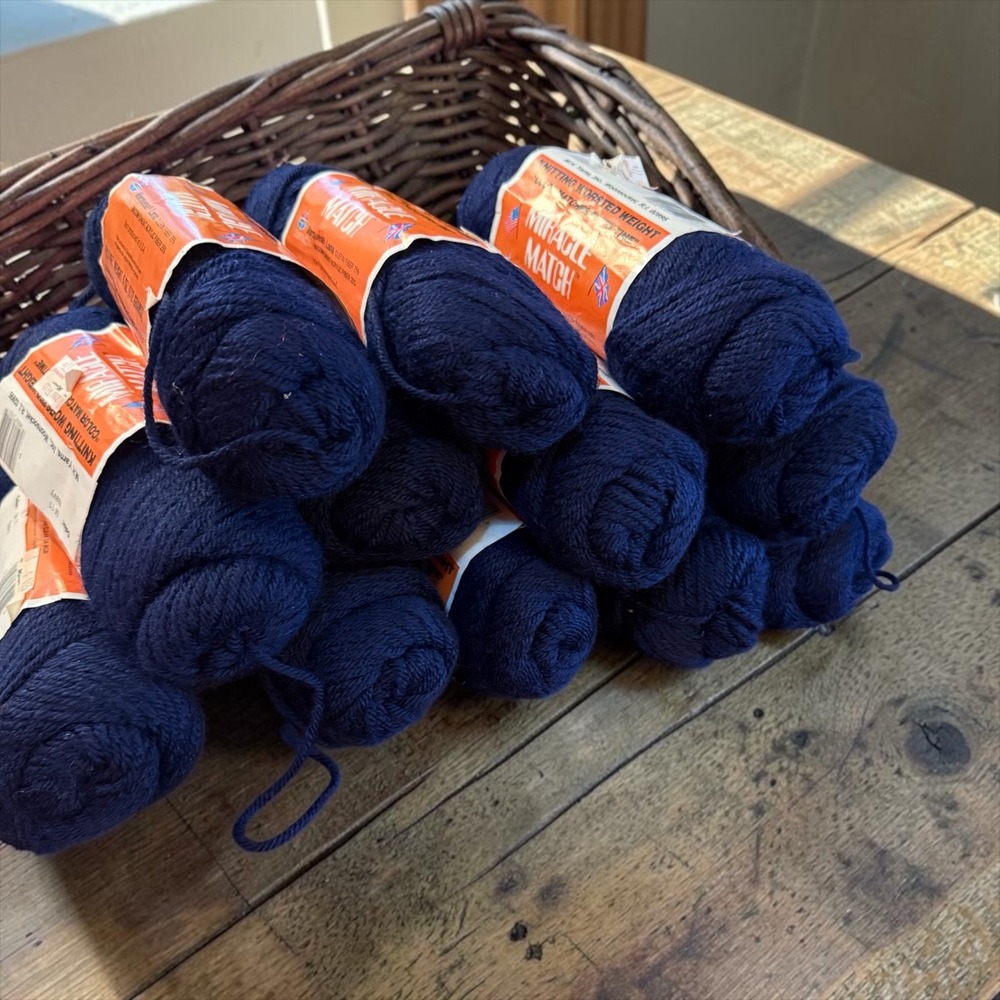 12 Vintage Miracle Match Navy Yarn Skeins M-11 Worsted Weight 4-Ply No Dye